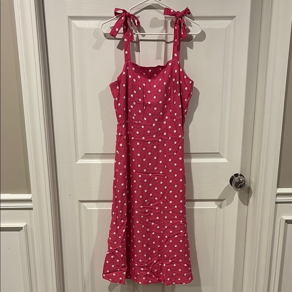 Draper James Pink Polka Dot Midi Dress